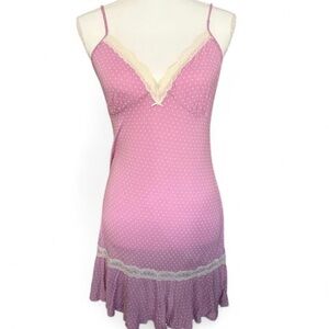 Victoria's Secret Pink Polka Dot Chemise with Lace